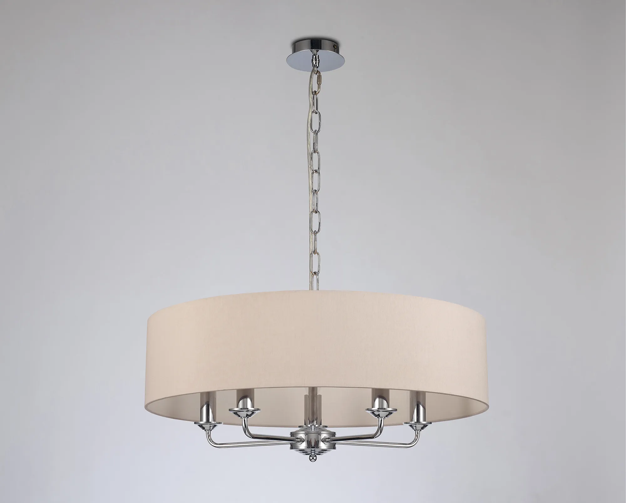 Banyan 60cm 5 Light Pendant Polished Chrome, Nude Beige/Moonlight DK0014  Deco Banyan CH NU